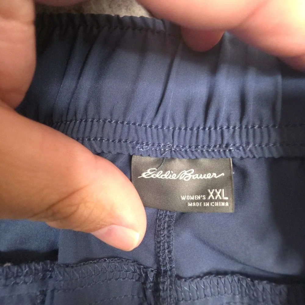 Eddie Bauer Pants Womens XXL Blue Hiking‎ Travel Elastic Waist 42 Straight Leg